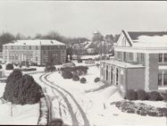 Spilman Building and Whichard Building in the snow